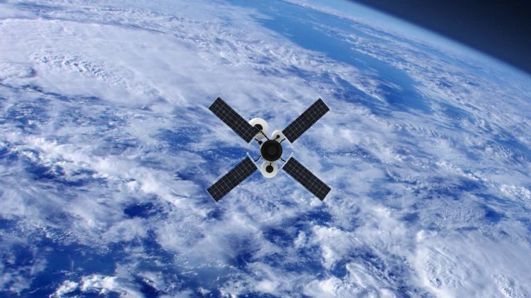 GPS or Weather Satellite orbiting Earth