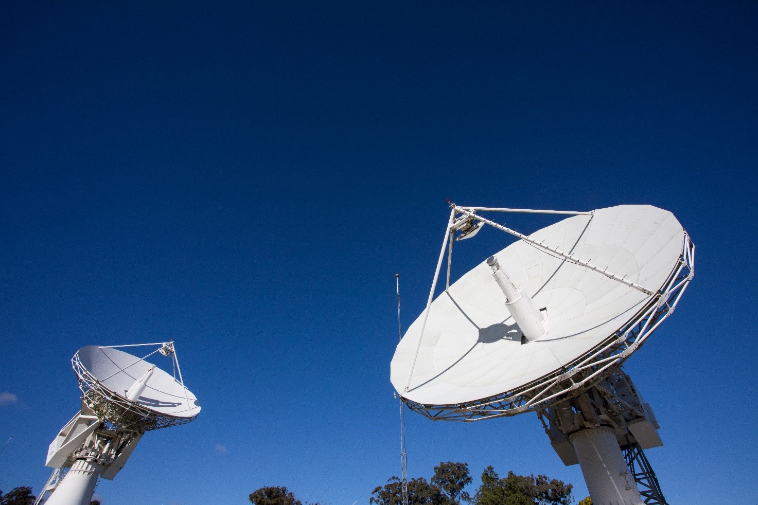 Two large satellite dishes