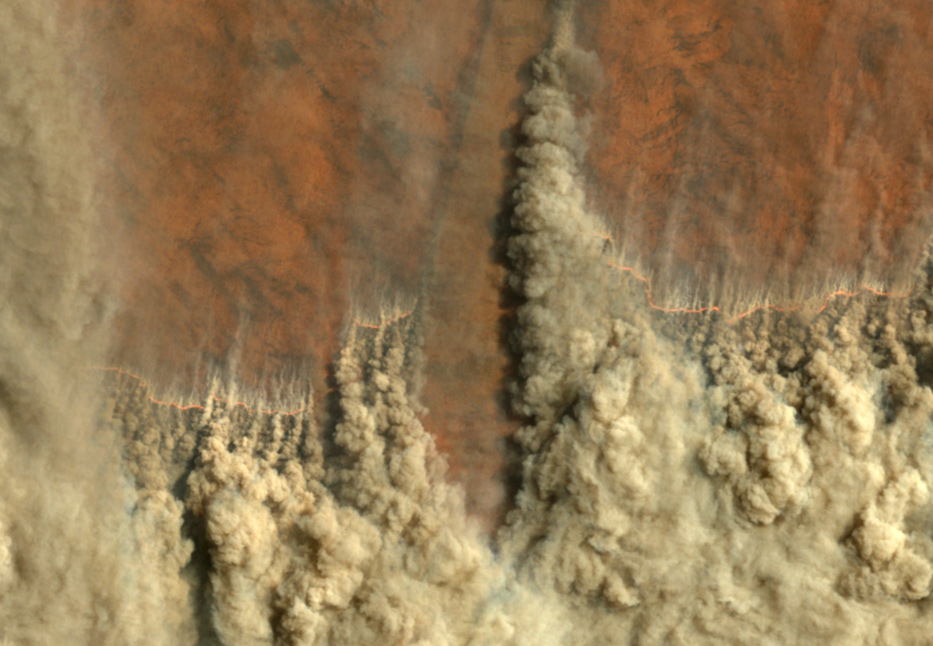 Scrub fire as viewed from a satellite