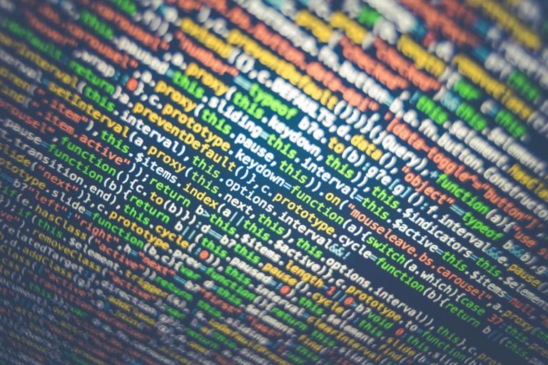 random code on a computer screen