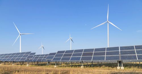 Solar panels and wind turbines