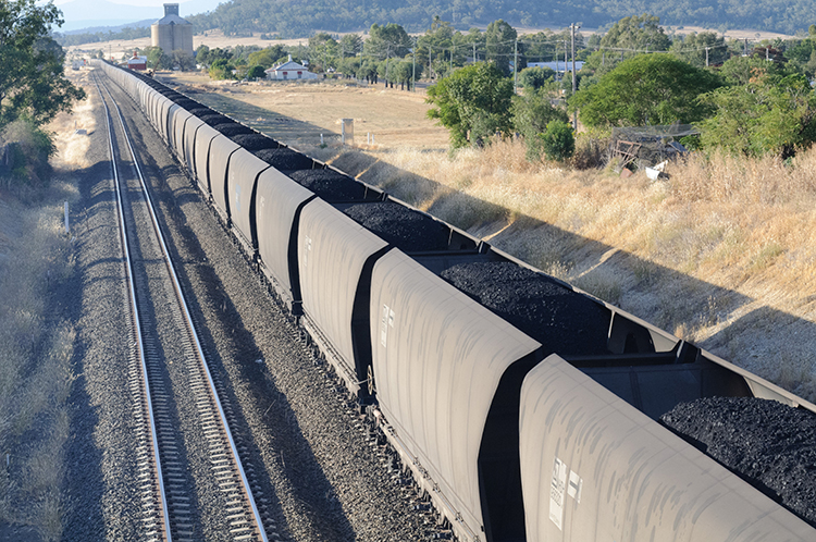 Picture of a train carrying coal.